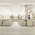 Luxury Jewelry Store Interior Design With Elegant Display Cases And Soft Chandelier Lighting