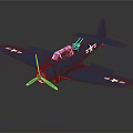 Vintage Blue Biplane Featuring Star Insignia On Wings And Propeller Design