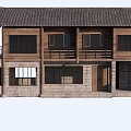 Two Story Rural Self Built House With Wooden Walls Stone Base And Tile Roof