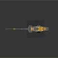 Mechanical Dinosaur Game Movie Character With Gray Yellow Armor And Horned Design