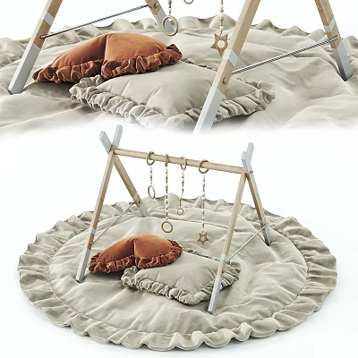 Baby Gym On Ruffled Mat With Cushions 3d model