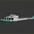 Blue And White Helicopter Model With Rotors And Detailed Exterior Design