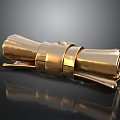 Golden Scroll Shaped Weapon With Metallic Rings And Shiny Decorative Ancient Surface 3d model
