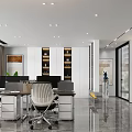 Modern Public Office Space Interior With Open Layout Desks Chairs And Storage Cabinets 3d model