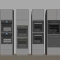 Modern Built in Kitchen Appliances With Ovens And Storage Cabinets 3d model