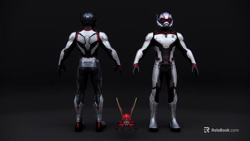 Game Movie Character Armored Suits Front Back Views With Small Ant Companion 3d model 