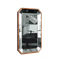Decorative Octagonal Mirror with Wooden Frame and Reflective Surface for Home Interior