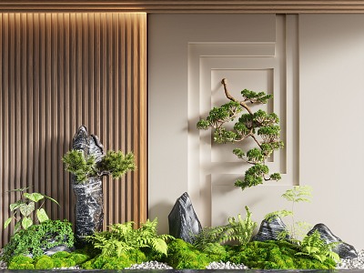 Modern Interior Landscaping Plant Landscaping Landscape Sparkling Landscape Wall Moss 3d model