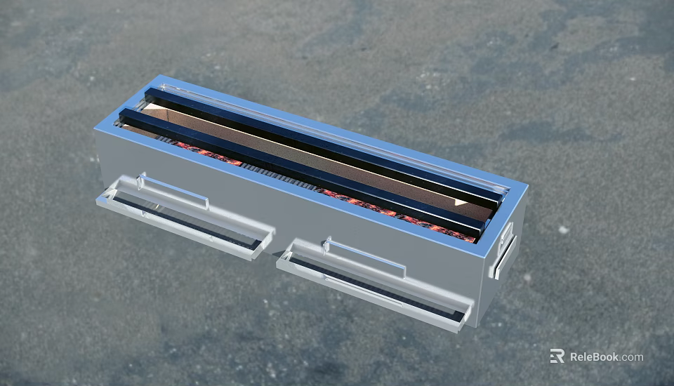 Japanese Restaurant Teppanyaki Grill With Stainless Steel Body And Heating Elements 3d model 