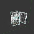 White Refrigerator Freezer With Open Door And Interior Shelves On Black Background