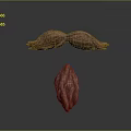 Brown Textured Organ and Hair Like Structures with Symmetrical Design on Gray Background