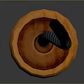 Orange Cylindrical Weapon With Black Curved Top And Smooth Exterior Surface Design