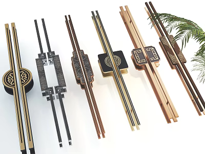 Diverse Stylish Furniture Handles With Metal Wooden Materials And Ornate Carved Patterns 3d model