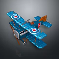 Vintage Blue Biplane Passenger Plane Model With Red Insignia And Classic Design Details