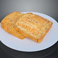Golden Crispy Toast Slices Served On White Plate For Breakfast