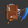 Handmade Leather Notebook With Feather Quill Pen Decorative Stickers And Ink Bottle