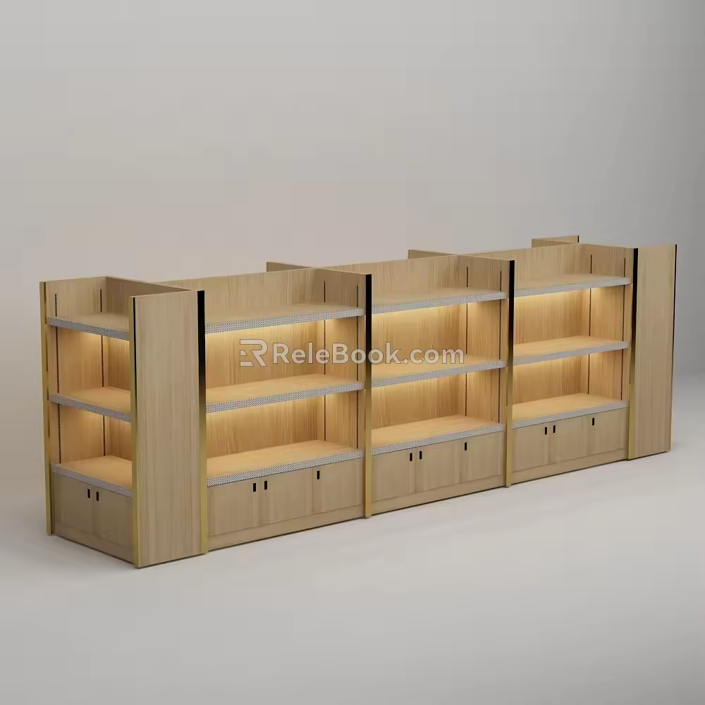 Wooden titanium alloy edging can be added with light belt multi-layer red wine white wine island cabinet 3d model