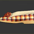 Womens Plaid Slippers with Red Flower Decoration Checkered Pattern Soft Lining Comfortable Sole