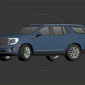 Blue Modern SUV With Sleek Body Design Alloy Wheels Roof Rails And Front Grille