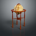 Elegant Antique Globe On Ornate Wooden Stand For Home Decor