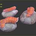 Three Fresh Juicy Lobster Claws Arranged On Natural Stones