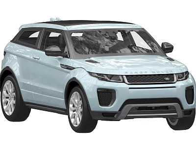 Light Blue Range Rover Evoque SUV With Modern Exterior Black Roof And Silver Wheels 3d model