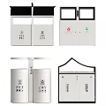Various Double Compartment Trash Bins With Classification Labels And Lids 3d model