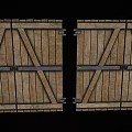 Rustic Wooden Door With Intricate Carved Decorative Patterns And Metal Hinges