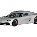 Gray Aerodynamic Sports Car With Black Wheels Yellow Brake Calipers And Brown Seats