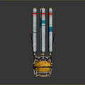 Yellow Spherical Mechanical Device With Silver Long Tubes Red Tips And Connecting Structures