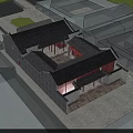 Traditional Chinese Ancient Architecture With Courtyard Red Doors And Grey Tiled Roof