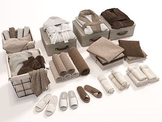 Washing towel bathrobe towel basket slippers toiletries 3d model