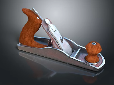 Traditional Woodworking Hand Plane with Wooden Handle Metal Body and Adjustable Blade 3d model
