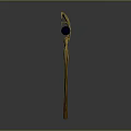 Yellow Abstract Sculpture With Curved Stem And Glass Eye Sphere