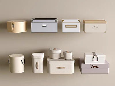 Decorative Storage Box Set With Various Shapes Multiple Colors And Handles For Home Decor 3d model