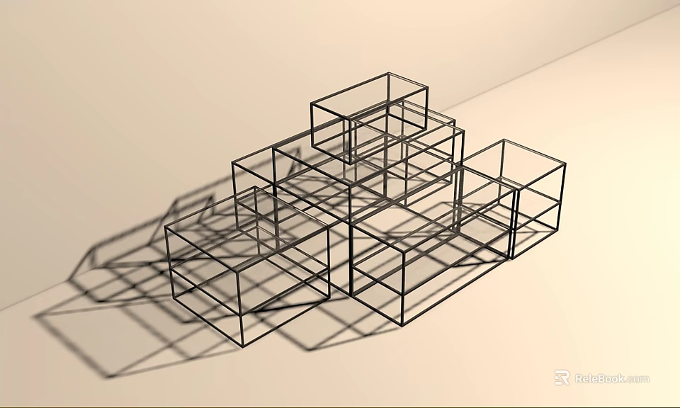 Tobacco and Alcohol Store Interior Design With Cube Shelves And Geometric Display Structure 3d model 