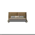 Modern Upholstered Double Bed Featuring Yellow Headboard White Frame And Soft Pillows 3d model