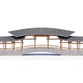 New Chinese style bridge landscape rain bridge 3d model