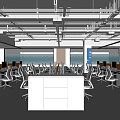 Modern Public Office Space With Open Layout Ergonomic Chairs Central Storage And Ceiling Lighting 3d model