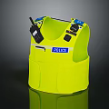High Visibility Fluorescent Yellow Police Vest With Walkie Talkie And Buttons