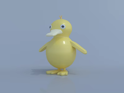 Cute Yellow Chicken Doll With Plump Body And Smooth Surface Design 3d model