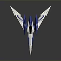 Futuristic Blue And White Spacecraft With Multiple Wings And Aerodynamic Structure For Cosmic Exploration