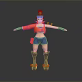 Game Movie Character Wearing Orange Crop Top Blue Shorts Goggles And Red Decorated Roller Skates