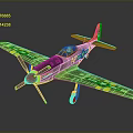 Vintage Military Aerospace Model Airplane With Green Brown Red Paint And Star Stripe Insignia