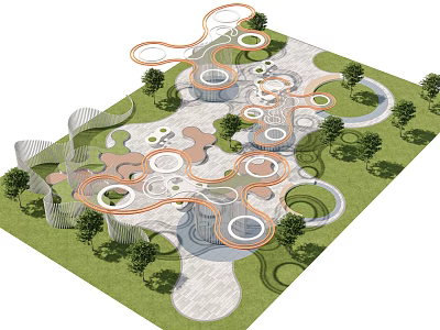 Pocket Park Street Corner Park Children's Park People's Activity Site Landscape Park Children's Playground 3d model