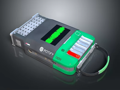 POTEX EDU Portable Electronic Device With Screen Green Waveform Battery Slots And Handle 3d model