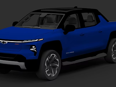 Blue Electric Pickup Truck With Modern Design Sleek Exterior And Alloy Wheels 3d model