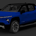 Blue Electric Pickup Truck With Modern Design Sleek Exterior And Alloy Wheels