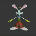 Animated Cartoon Rabbit Character With Long Ears Red Hat Yellow Gloves And Blue Bow Tie