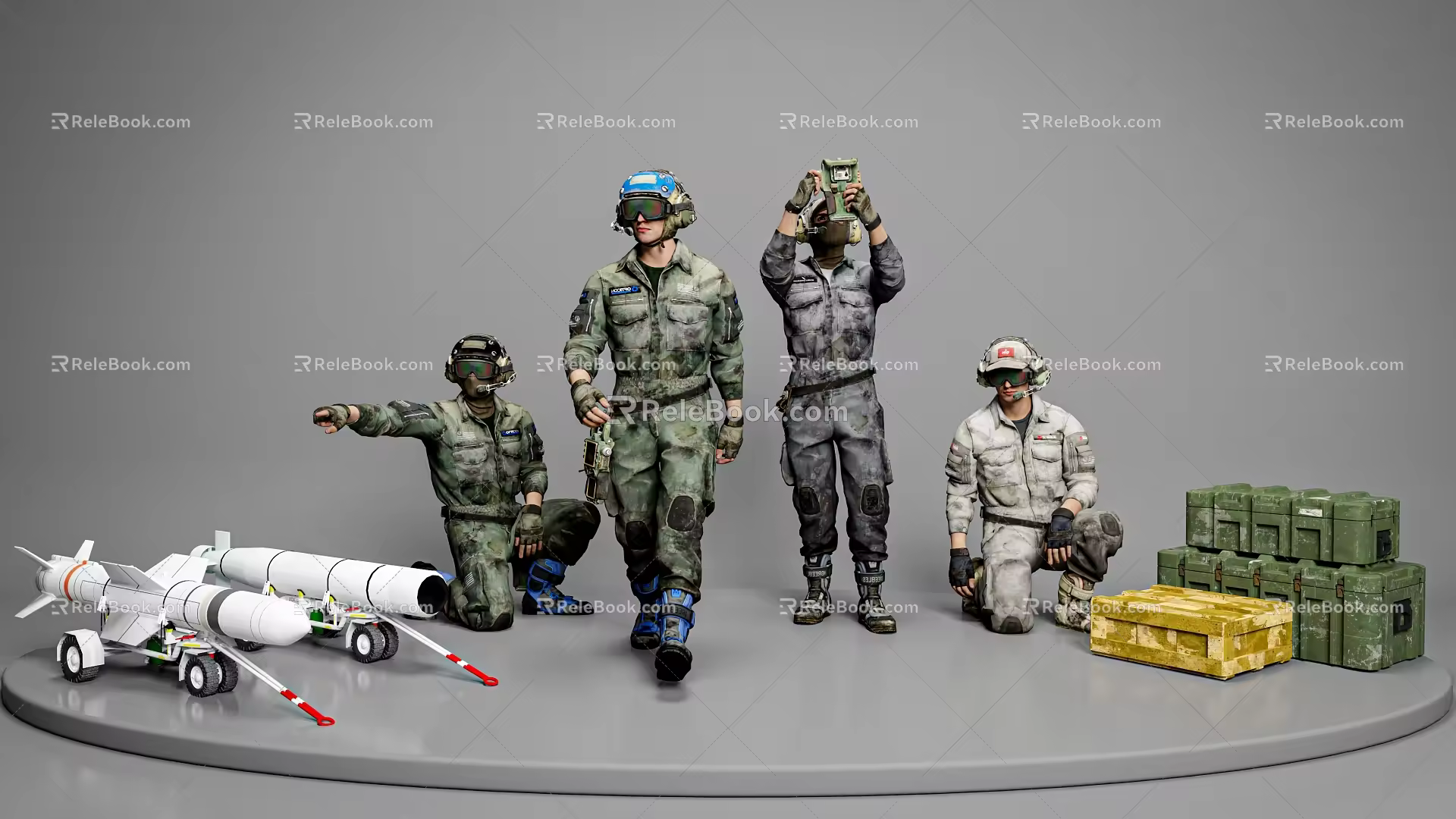 Pilot Technician Engineer Carrier Technician Characters 3d model
